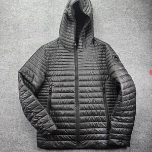 Pajar Puffer Jacket Mens Small Black Full Zip Hooded Quilted Lightweight Coat